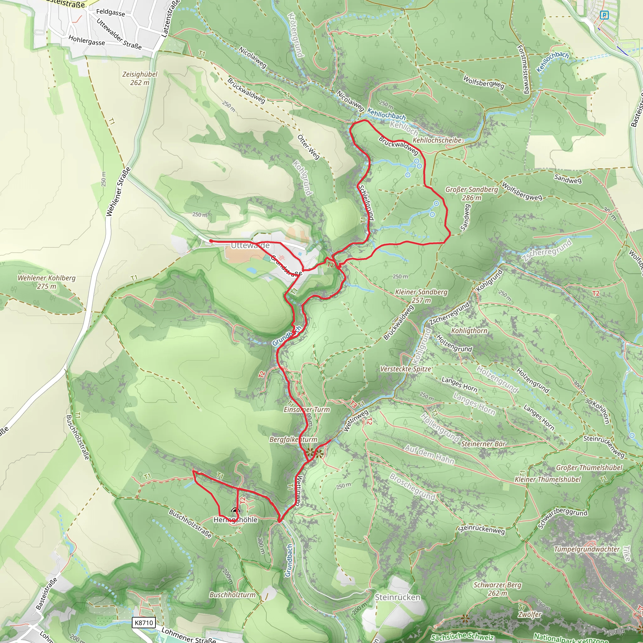 Kluftsteig and Schleifgrund Loop mobile static map