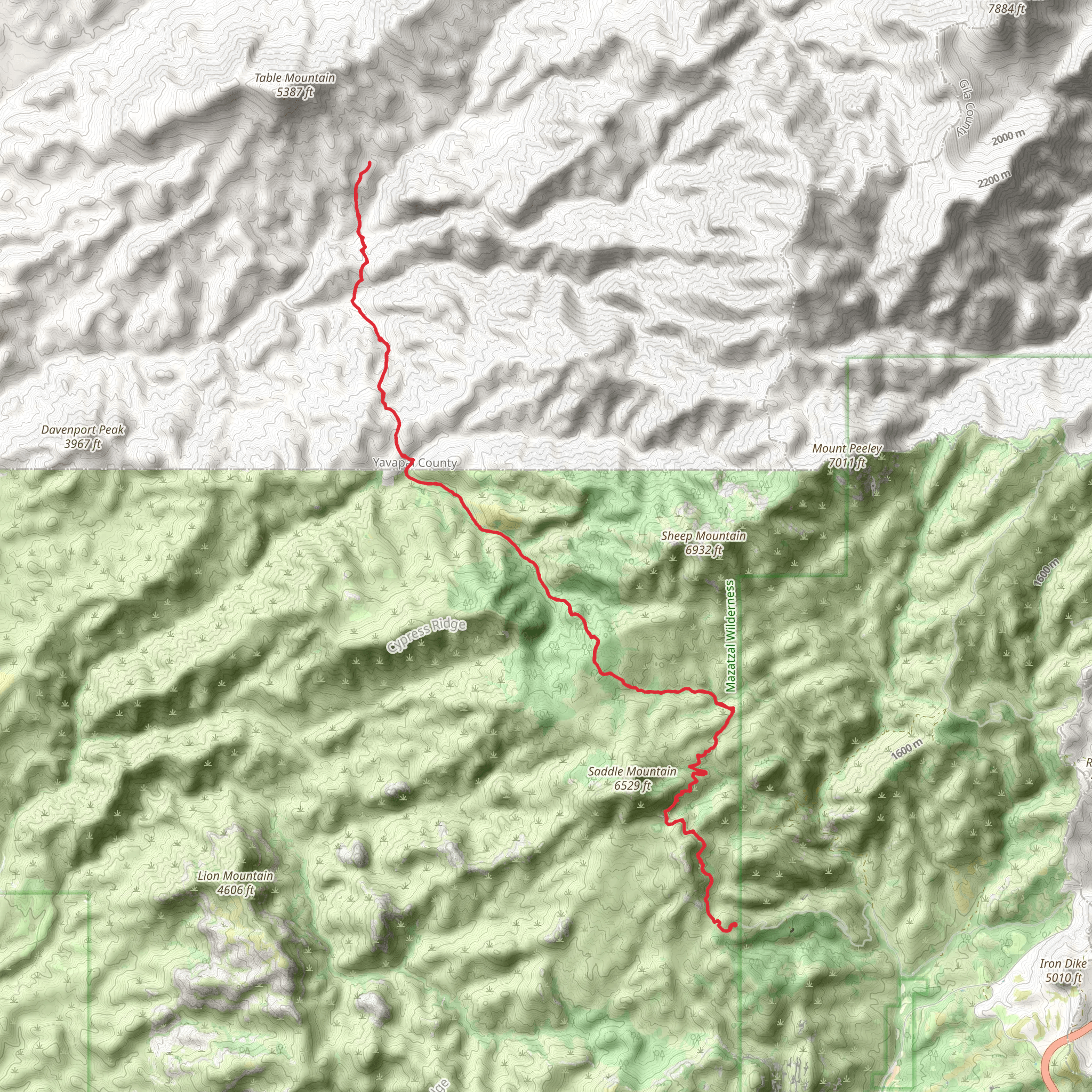 Sheep Creek via Saddle Mountain Trail mobile static map