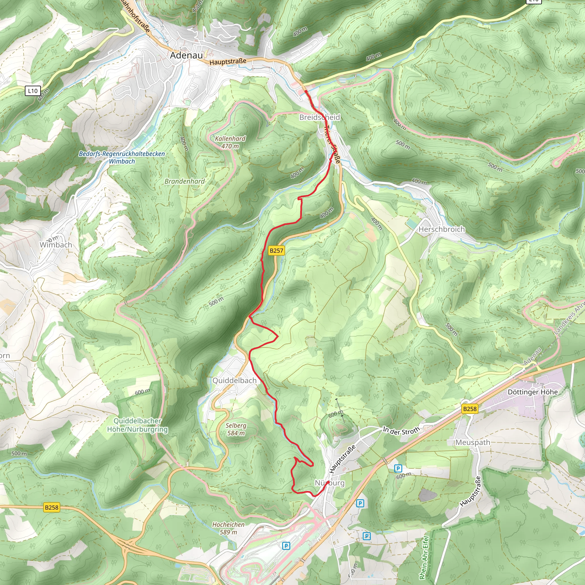 Adenau to Nürburg Walk via Auf den Spuren alter Mühlen mobile static map