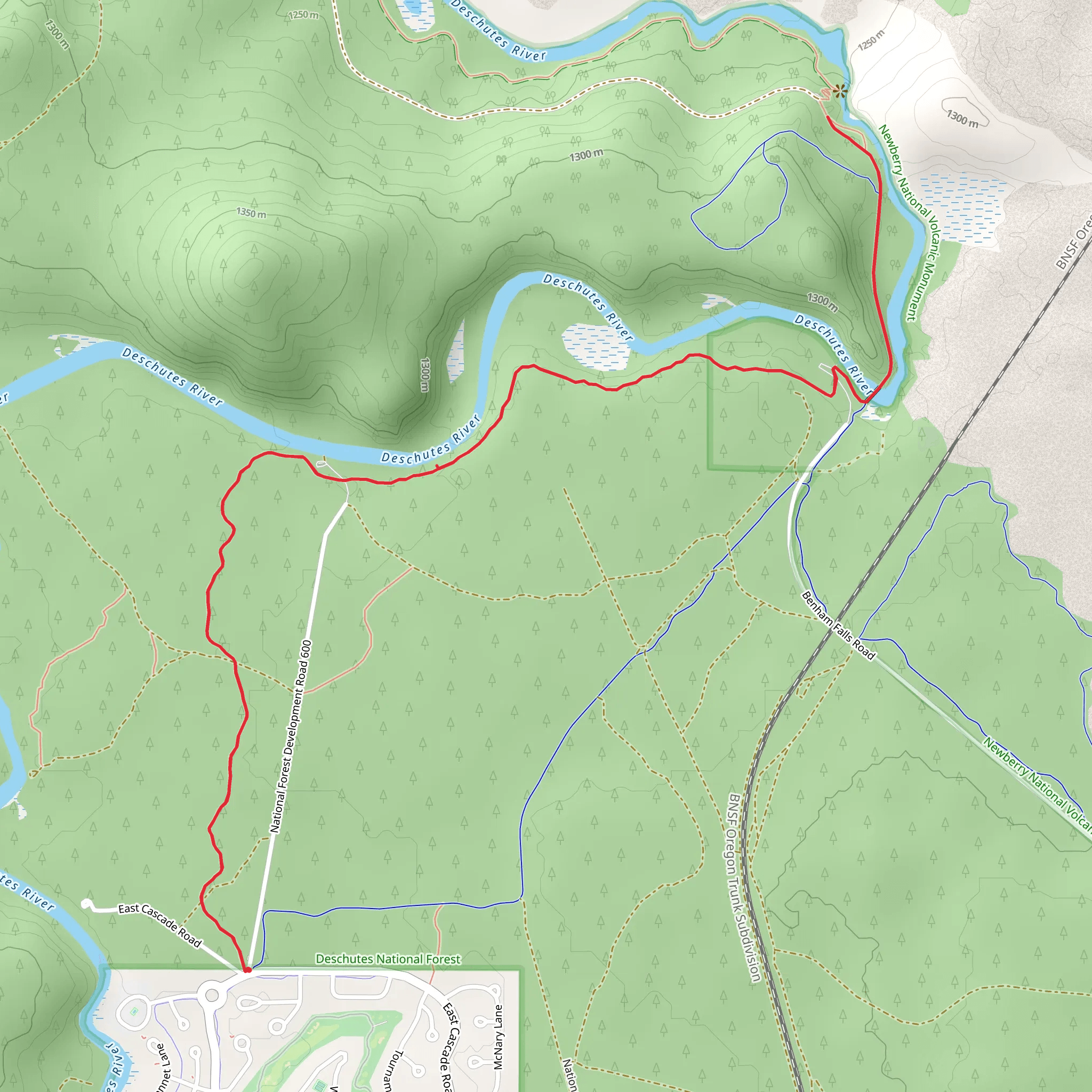 Deschutes River Trail - East Cascade Road mobile static map