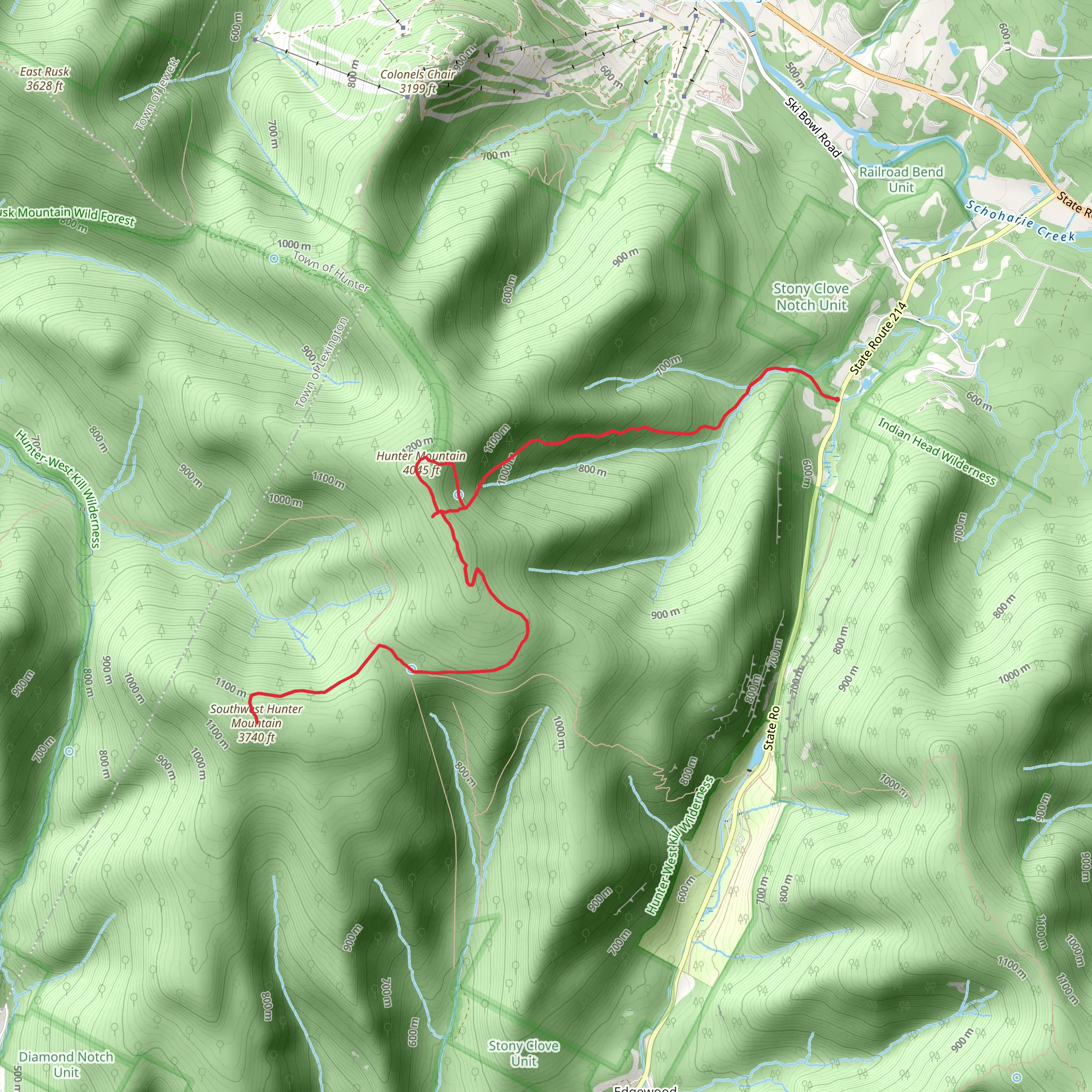Hunter Mountain and Southwest Hunter Mountain Trail mobile static map