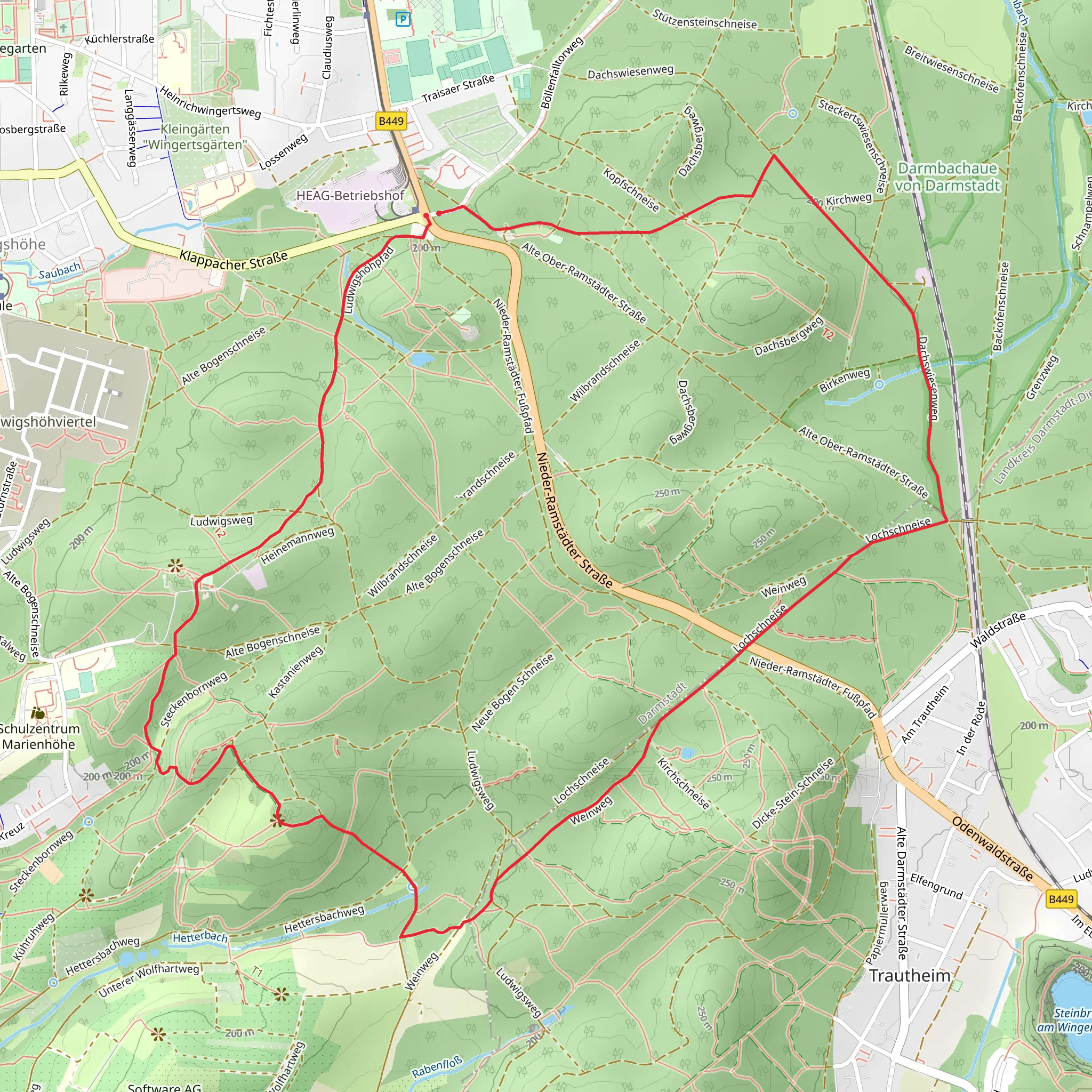 Darmstadt and Waldkunspfad mobile static map