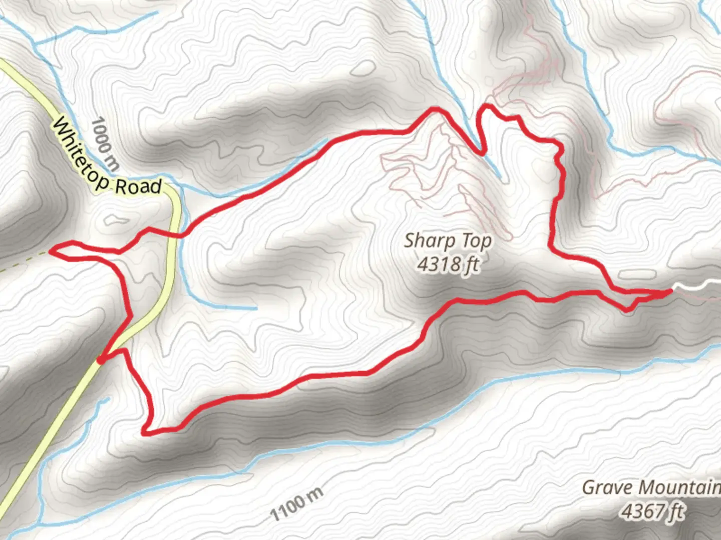 An image depicting the trail Hurricane Road and Little Laurel Loop Trail and its surrounding area.