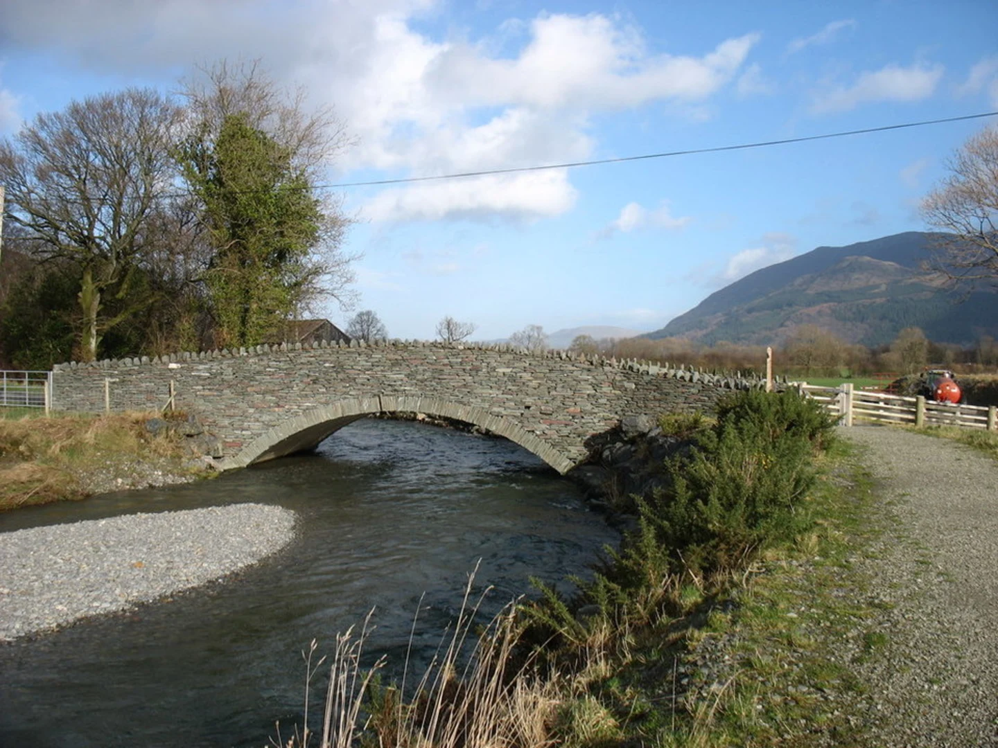 An image depicting the trail Stair Riverside Walk from Little Braithwaite and its surrounding area.