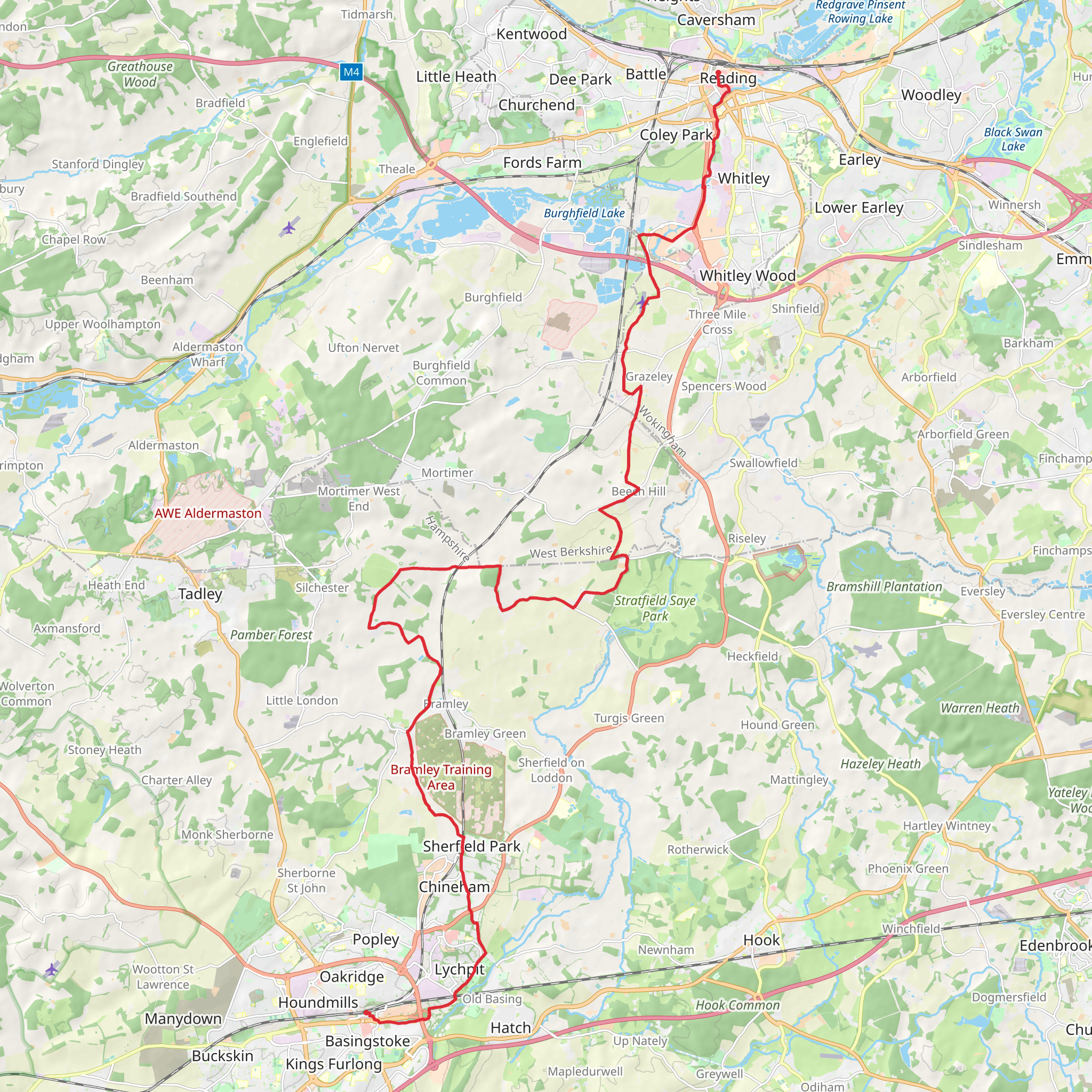 Basingstoke to Reading Walk mobile static map