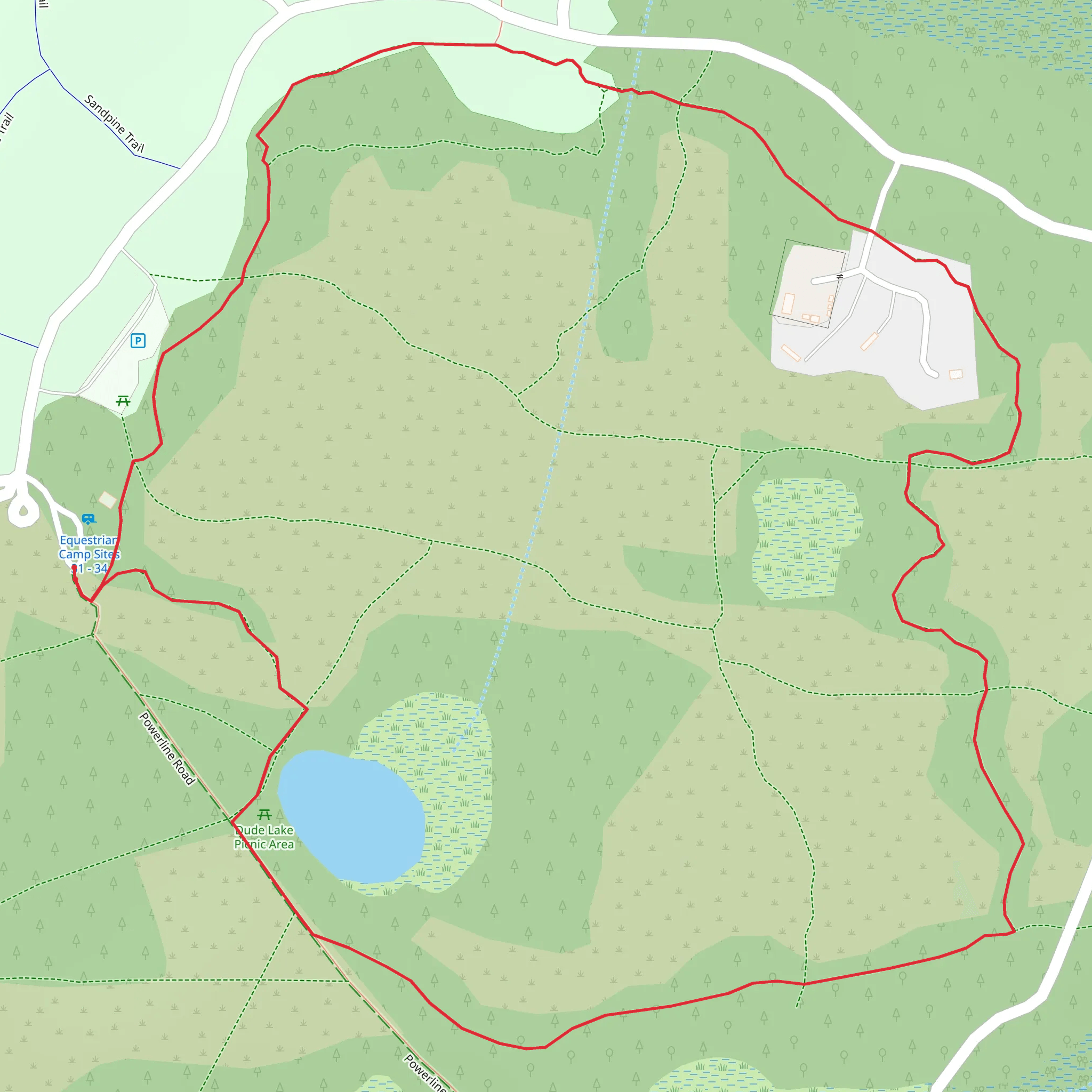 Dude Lake via Powerline Road Loop mobile static map