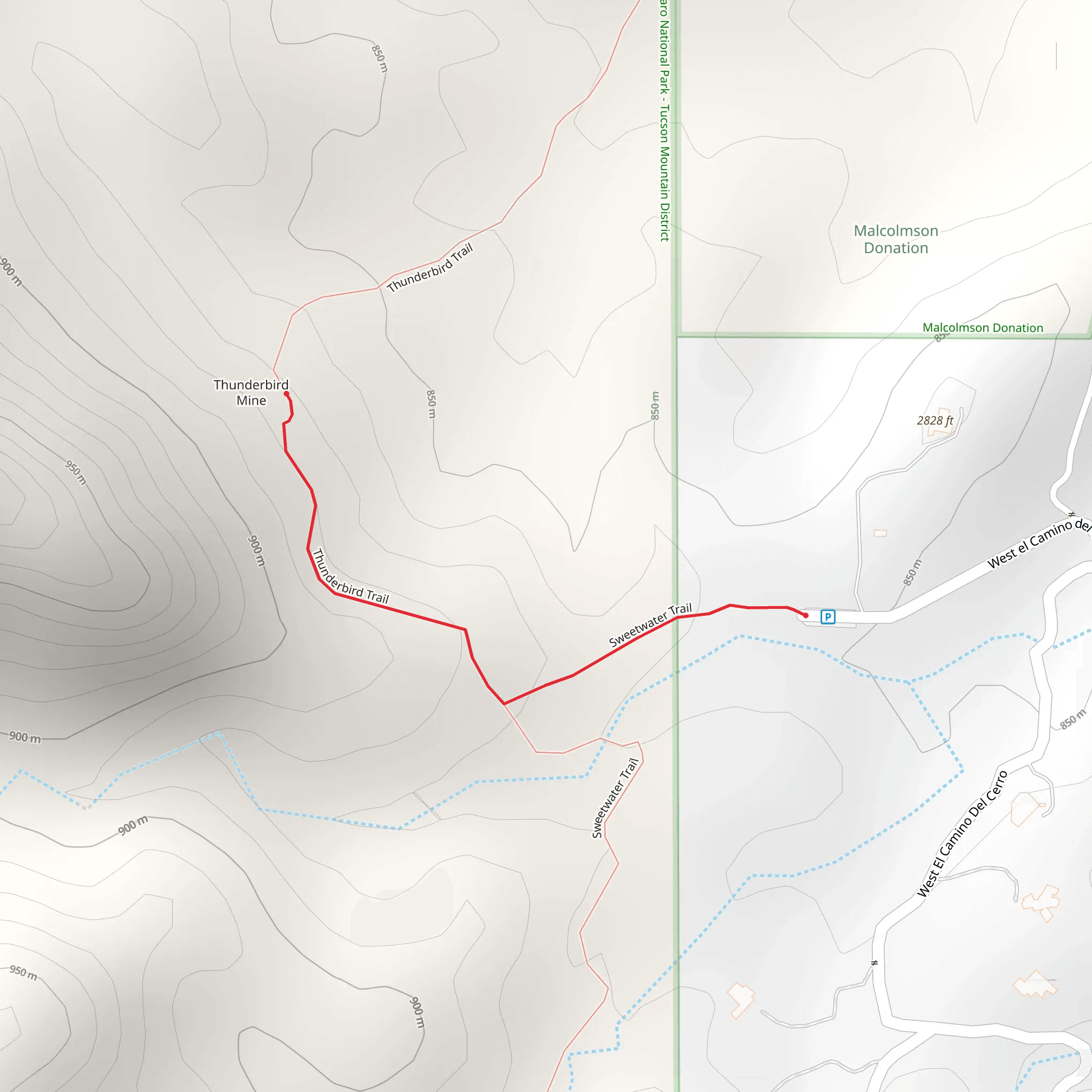 Thunderbird Trail from West el Camino del Cerro mobile static map