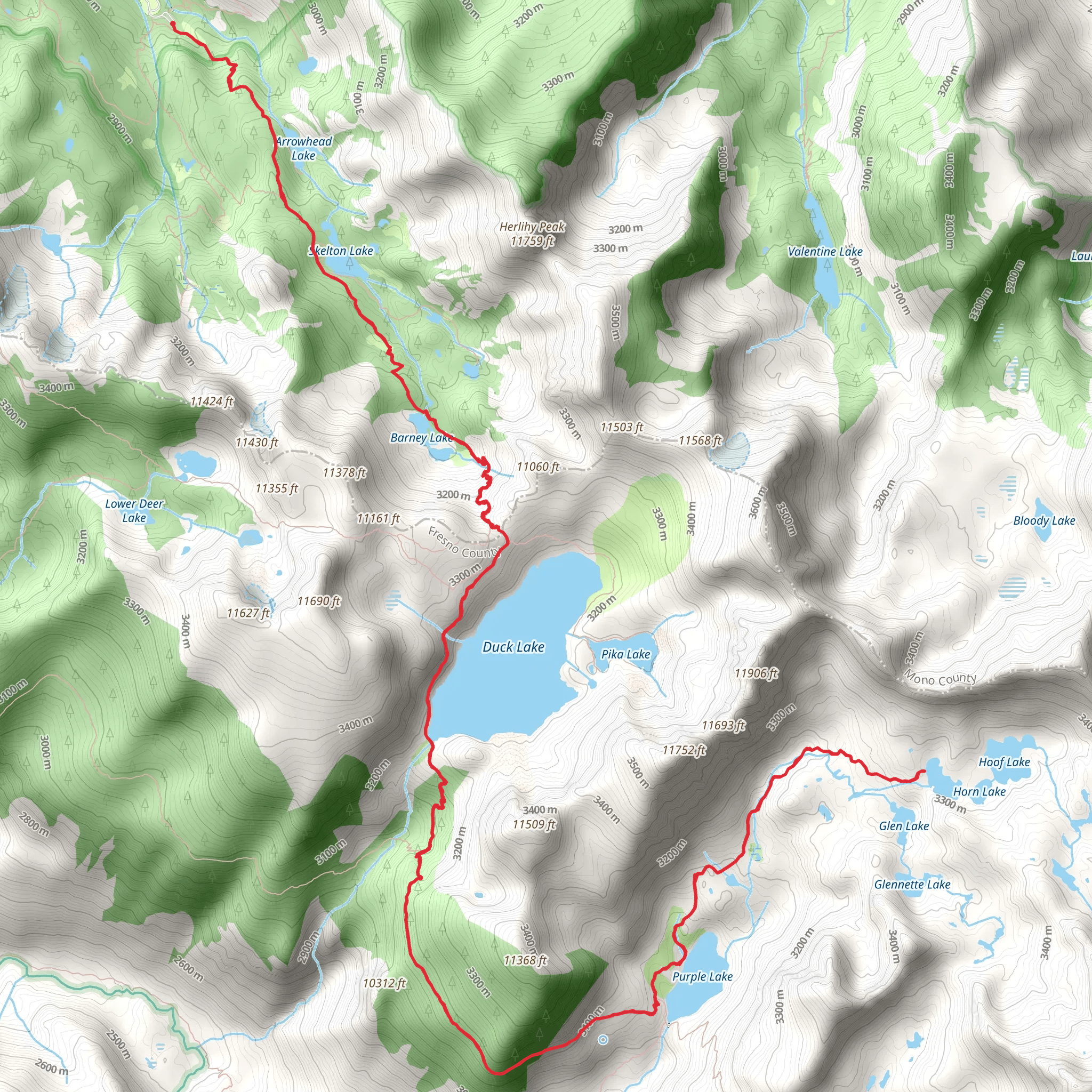 Ram Lake and Duck Lake Trail mobile static map