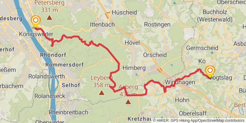 Kölner Weg stage 13 Map