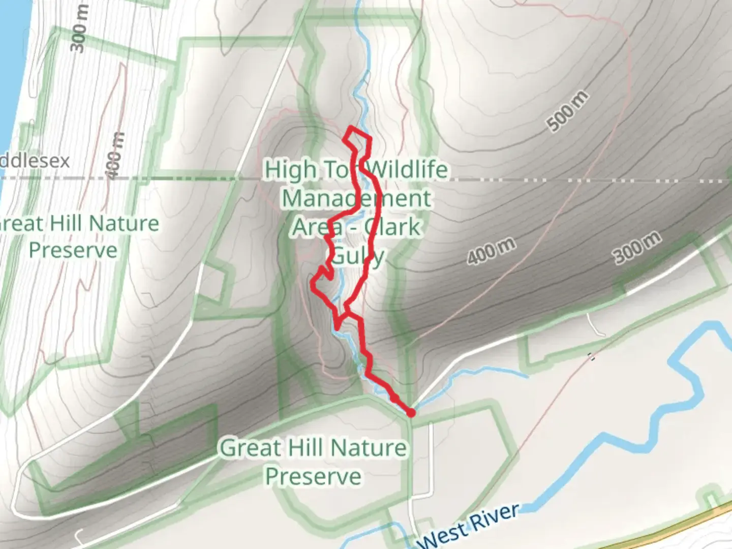An image depicting the trail Clark Gully Loop and its surrounding area.