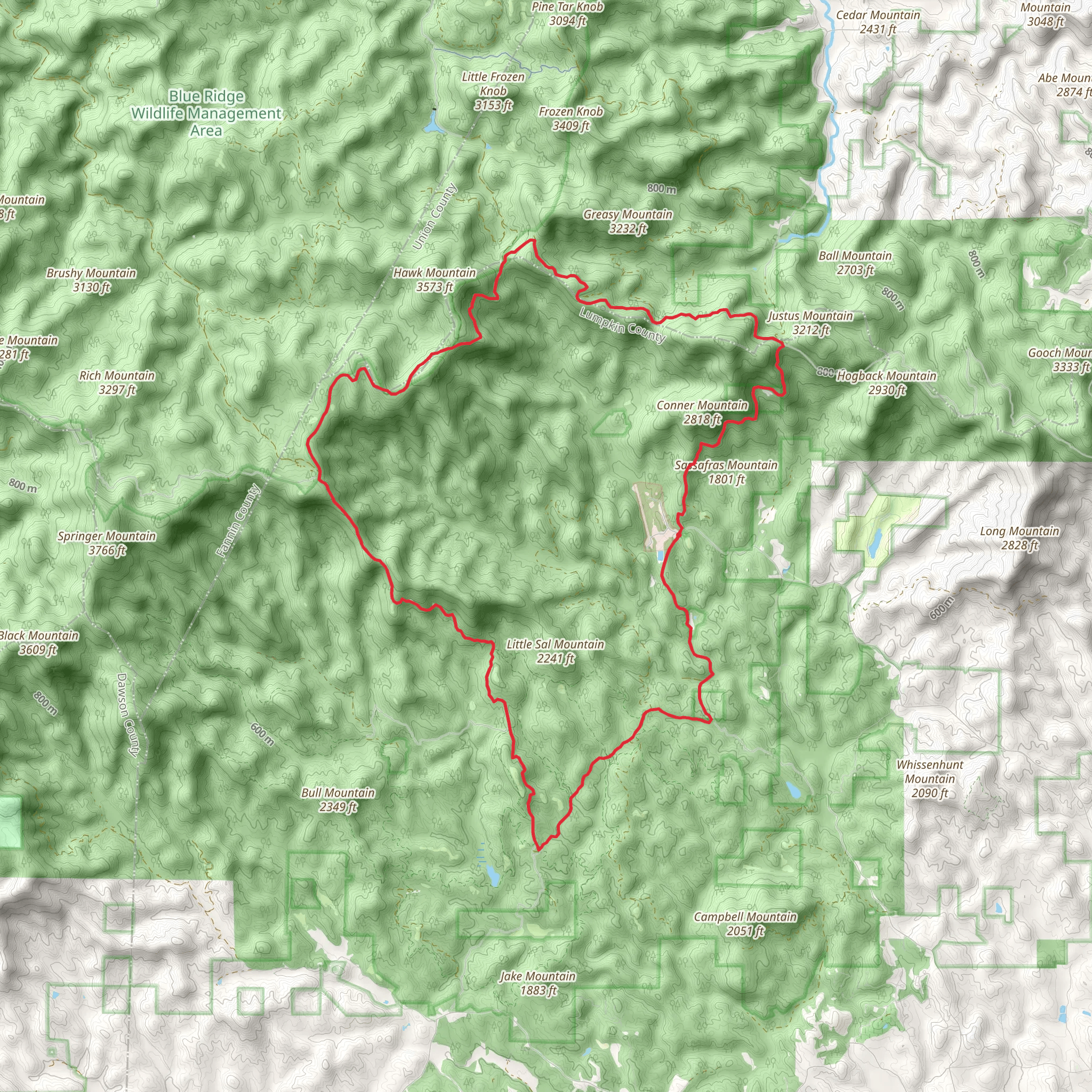 Coopers Gap Road and Winding Stair Gap Road Loop mobile static map