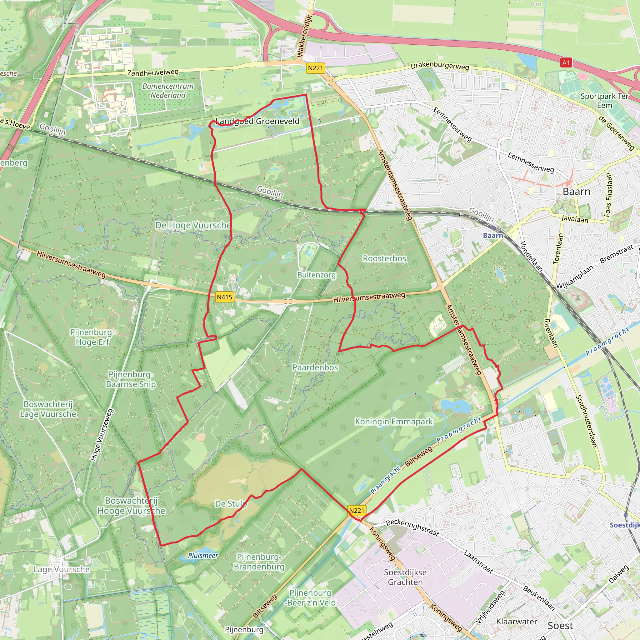 Paardenbosch and Grafheuvels Loop mobile static map