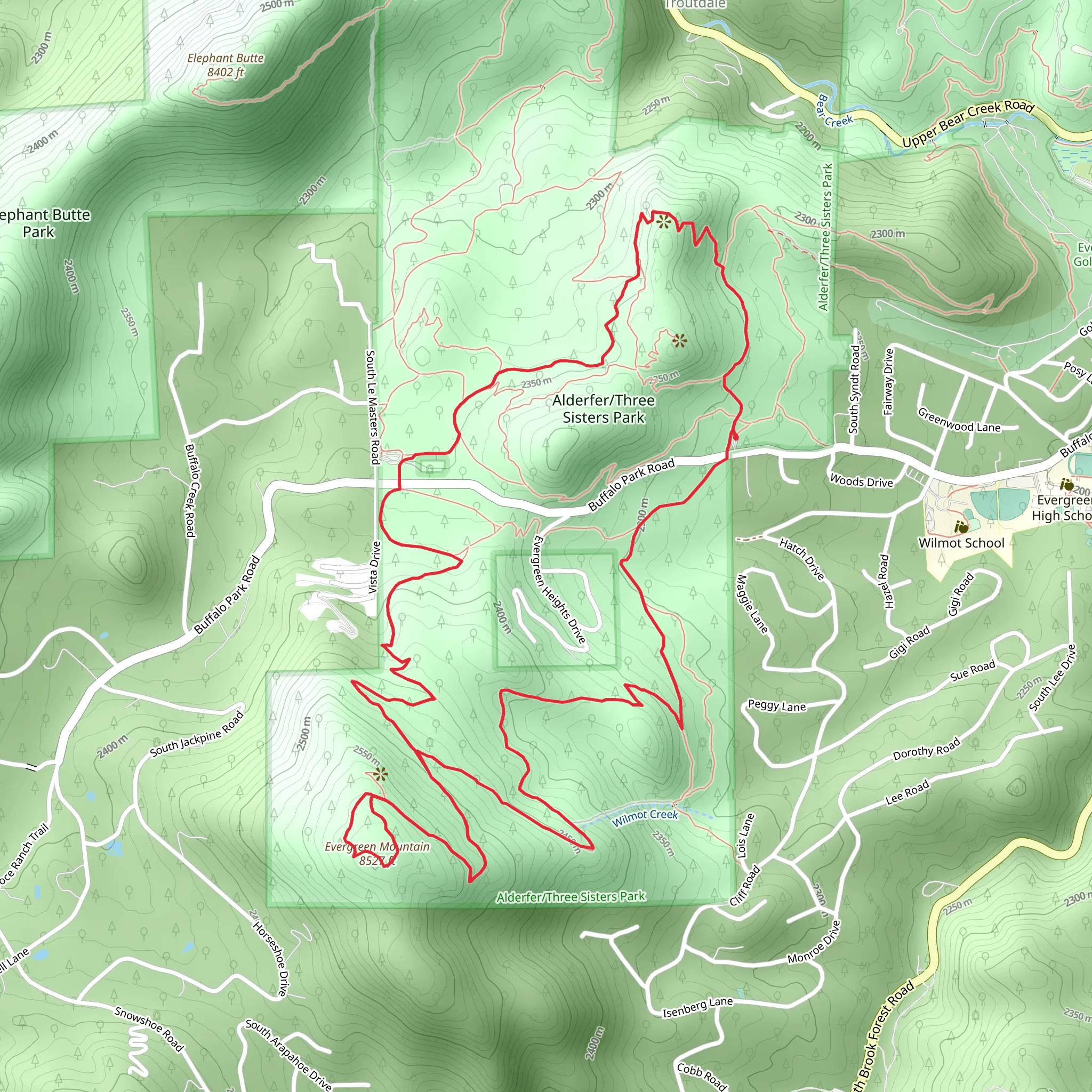 Evergreen Mountain and Sisters Trail Loop mobile static map