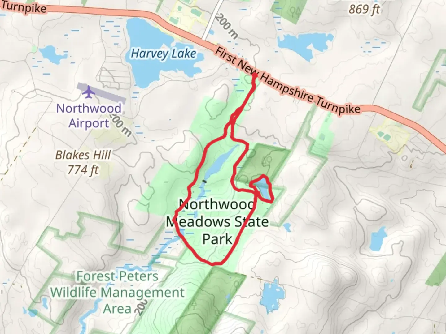 An image depicting the trail Meadow Lake and Demon Pond Loop Trail and its surrounding area.
