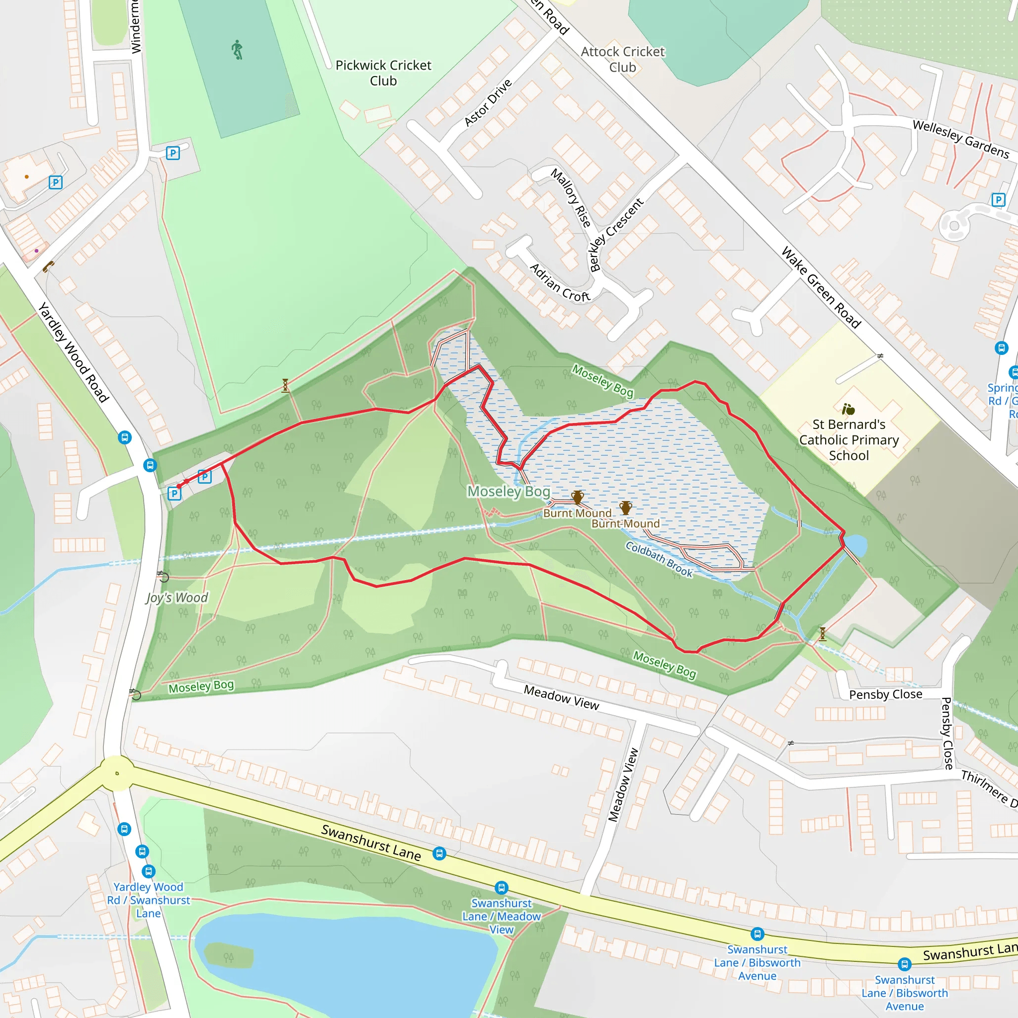 Moseley Bog Loop mobile static map