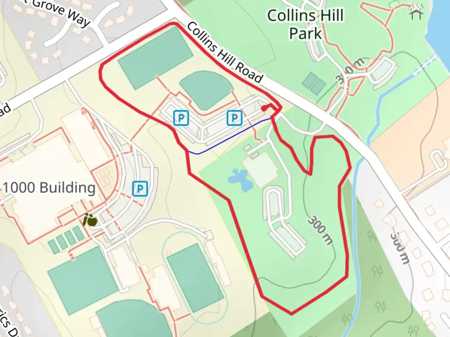An image depicting the trail Loop around Collins Hill Road and its surrounding area.