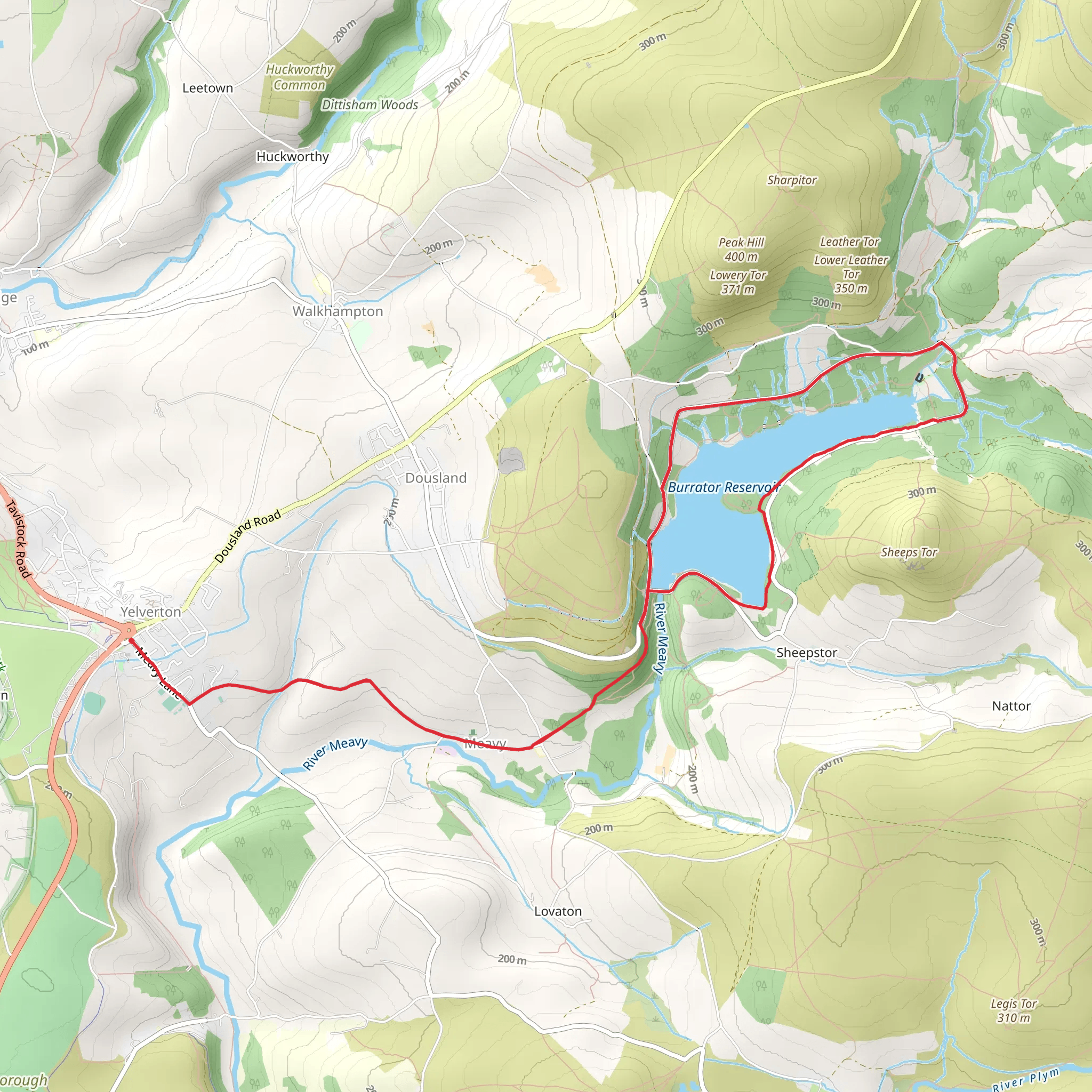 Burrator Reservoir from Yelverton - Dartmoor mobile static map