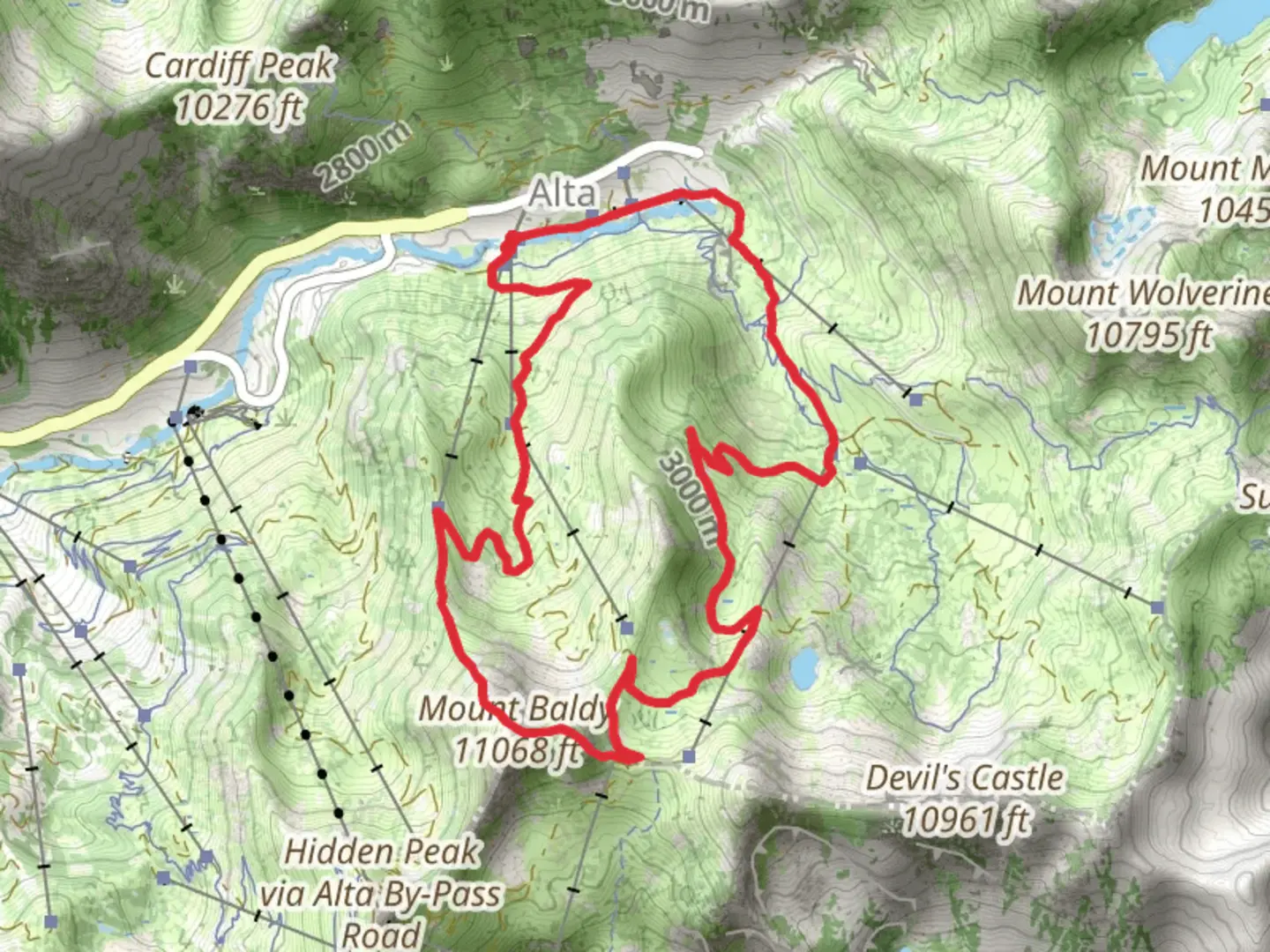 An image depicting the trail Upper Albion Meadows Trail and Mount Baldy and its surrounding area.