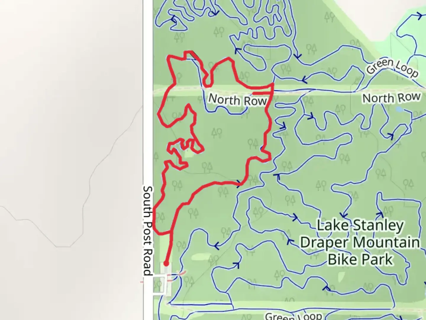 An image depicting the trail North Row Loop and its surrounding area.