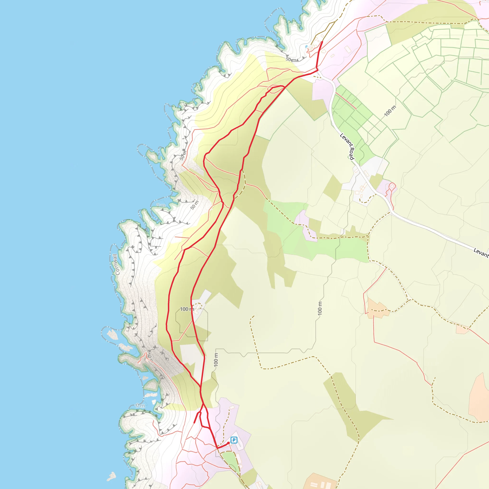 Carn Vellan and Levant Mine Walk mobile static map
