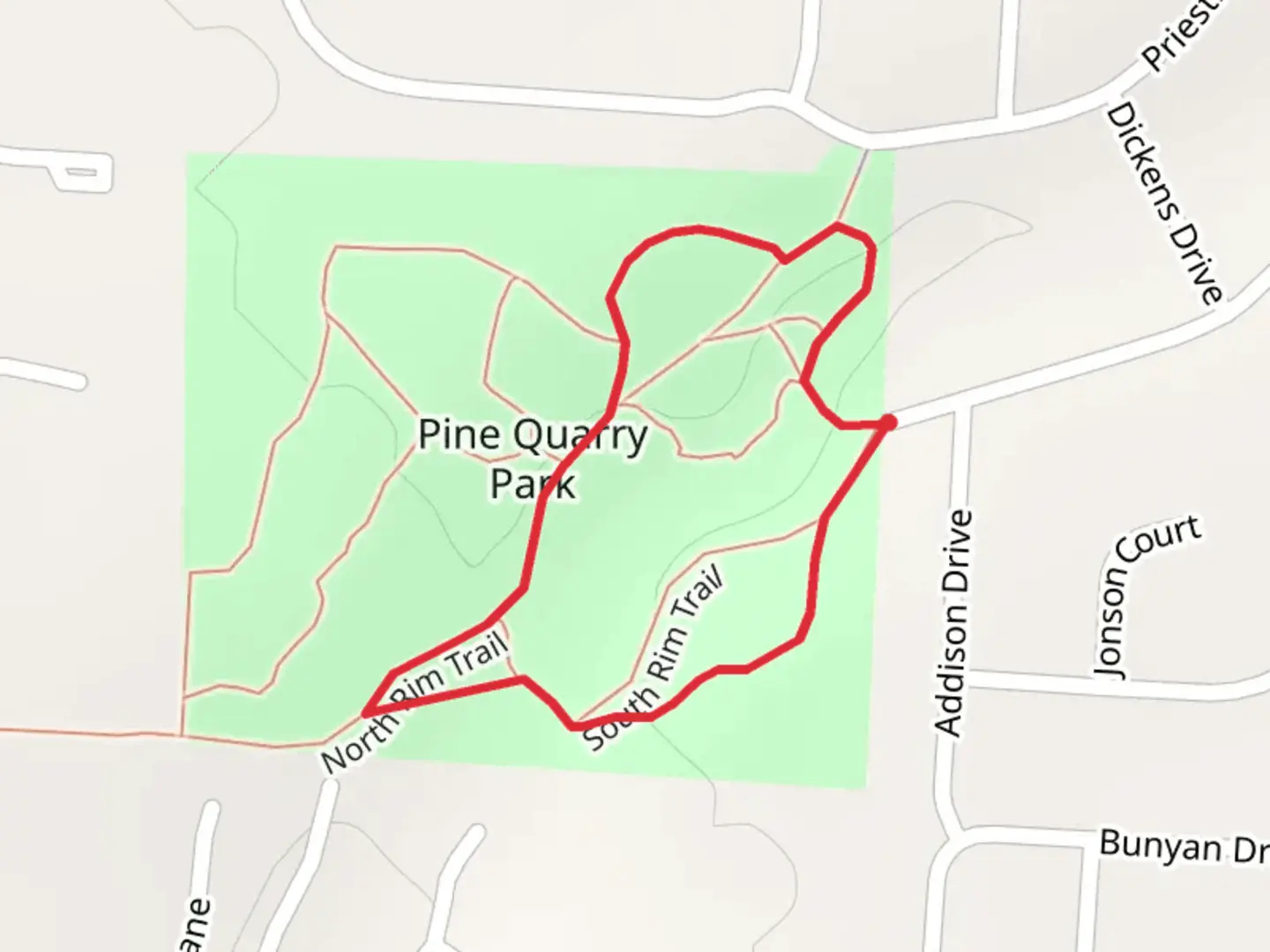 An image depicting the trail Southeast Pine and North Pine Loop and its surrounding area.