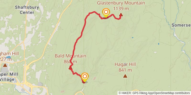 Bald Mountain and Glastenbury Mountain via West Ridge Trail stage 2 Map