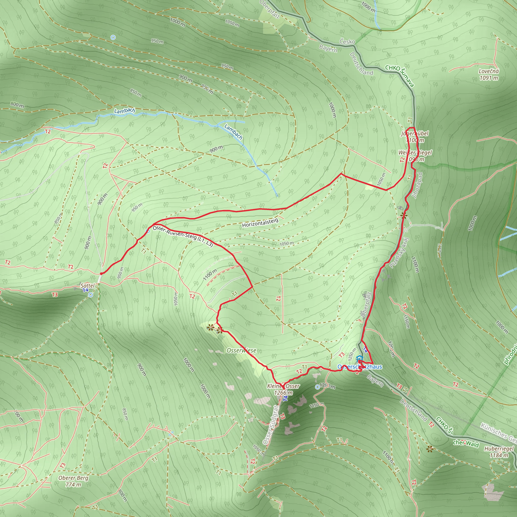 Jägerhübel, Großer Osser and Kleiner Osser Loop mobile static map