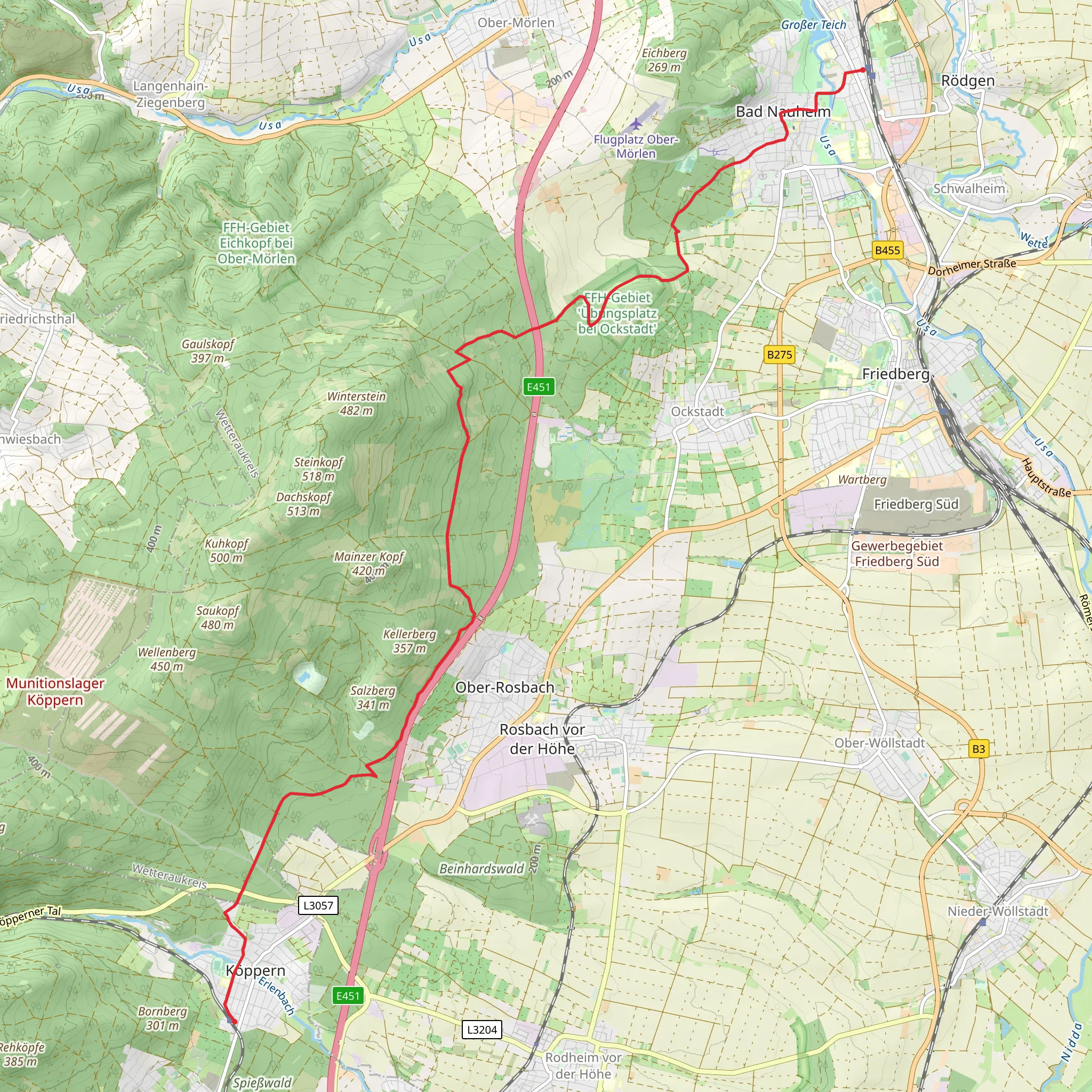 Bad Nauheim to Koppern mobile static map