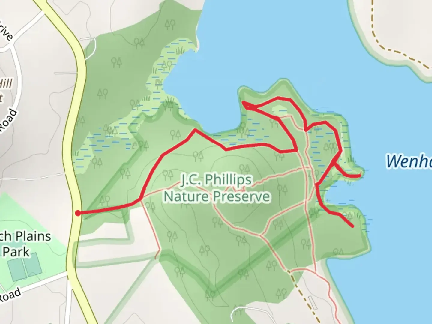 An image depicting the trail J C Phillips Nature Preserve Trail and its surrounding area.