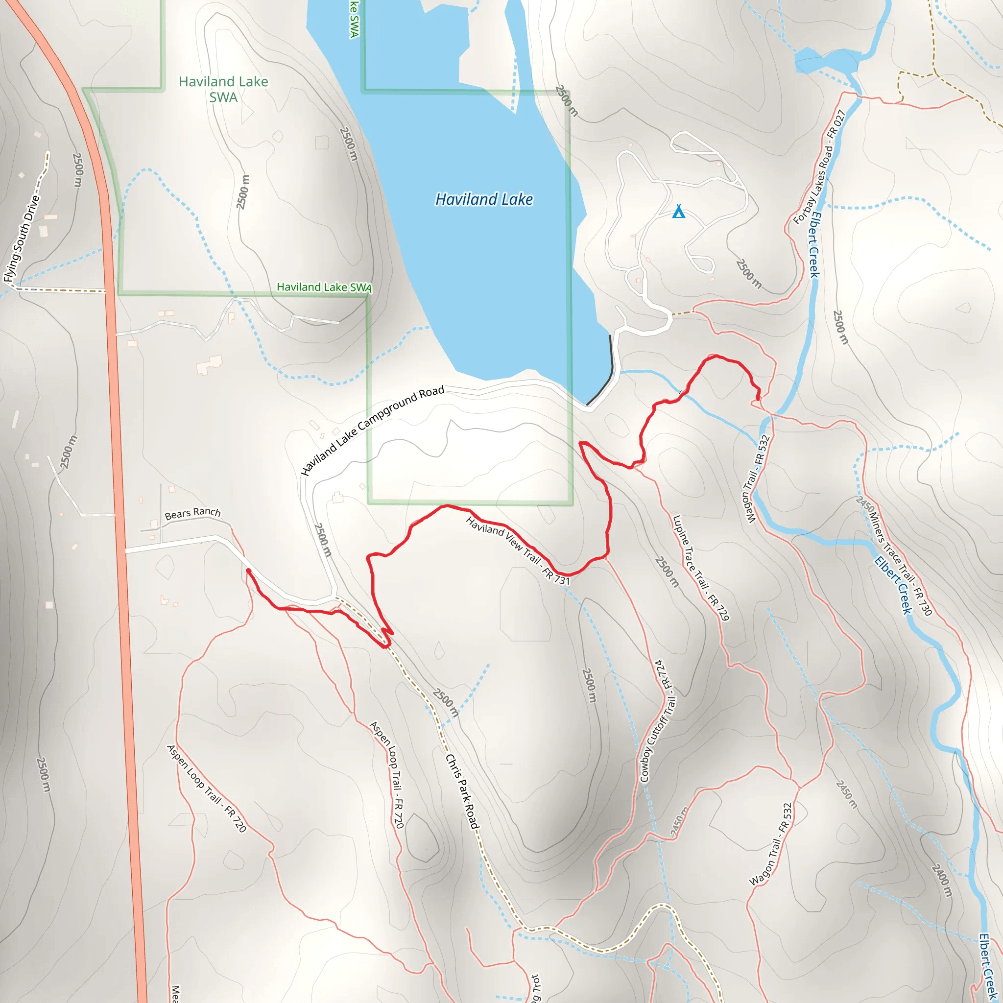 Haviland View Trail mobile static map