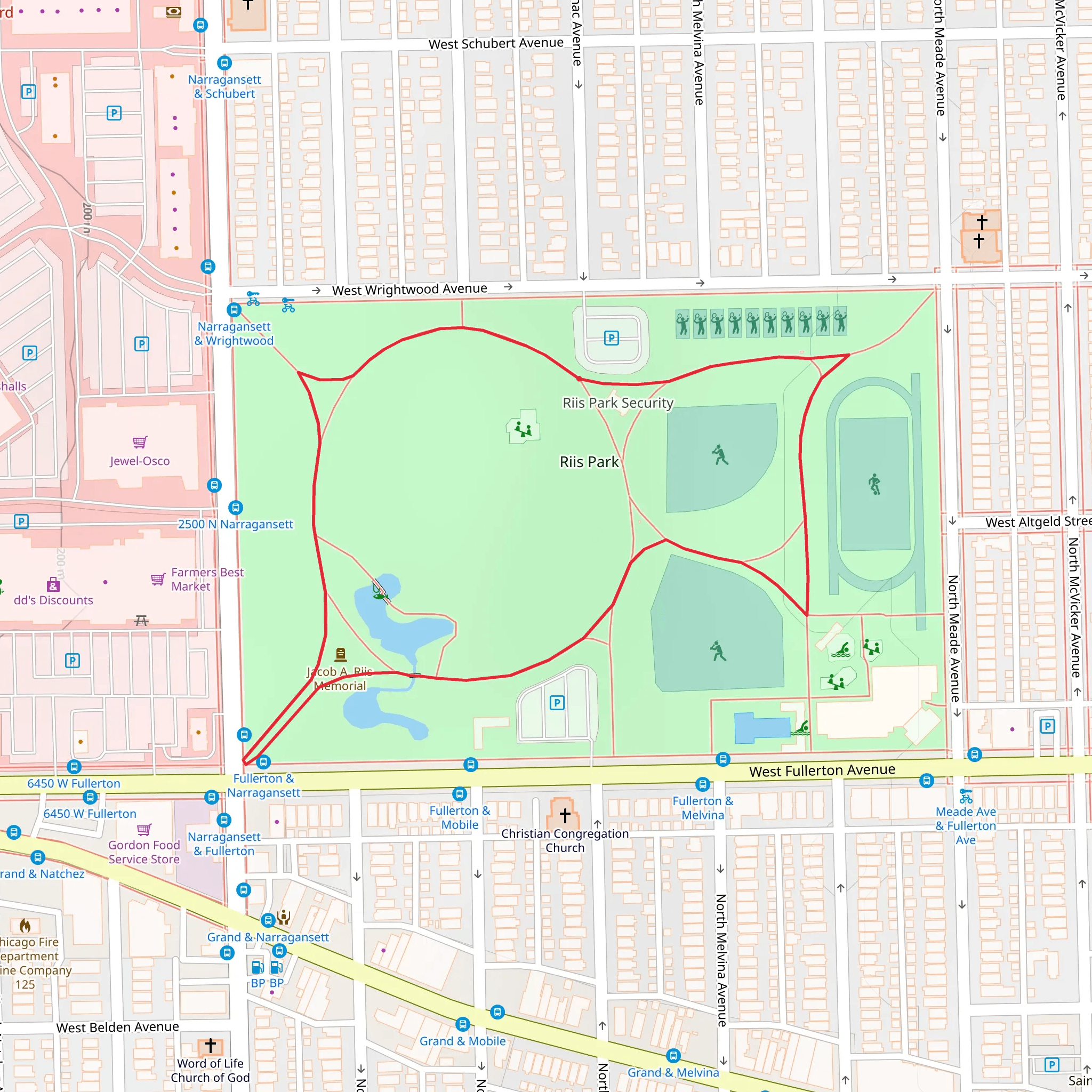Riis Park Loop mobile static map