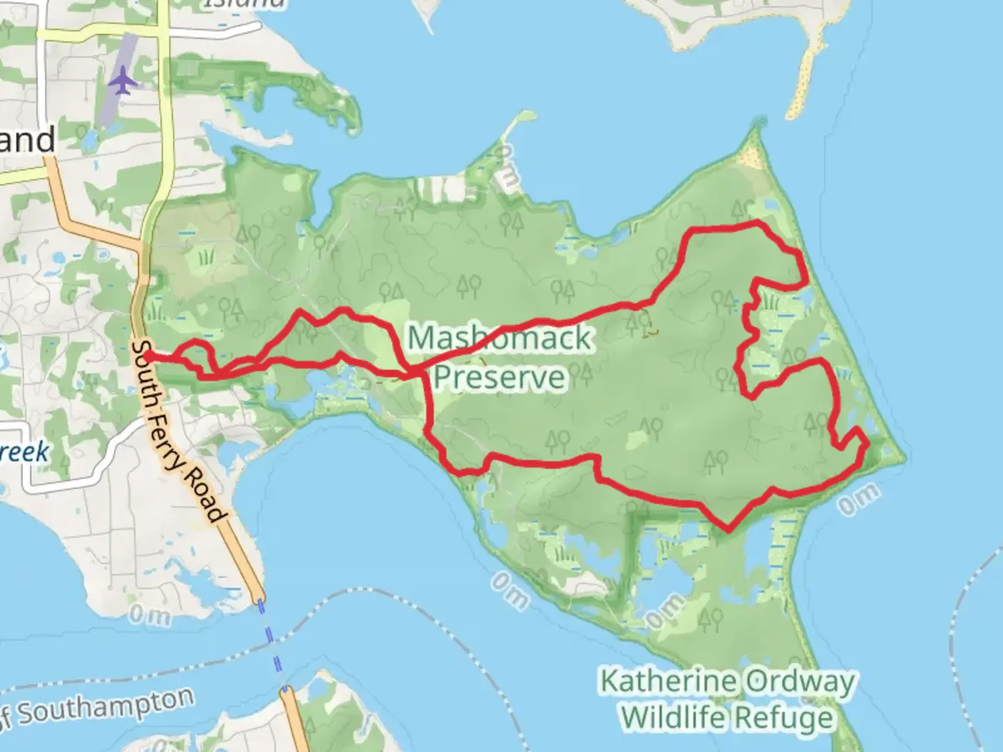 An image depicting the trail Nicoll Point Loop trail - Shelter Island and its surrounding area.