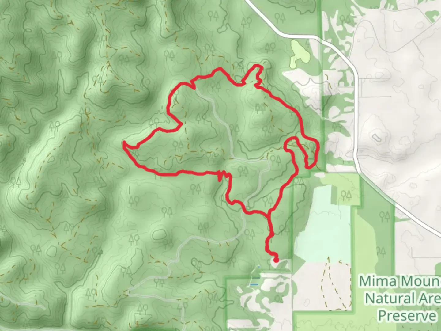 An image depicting the trail Mima Falls East, Campground and McKenny Loop and its surrounding area.