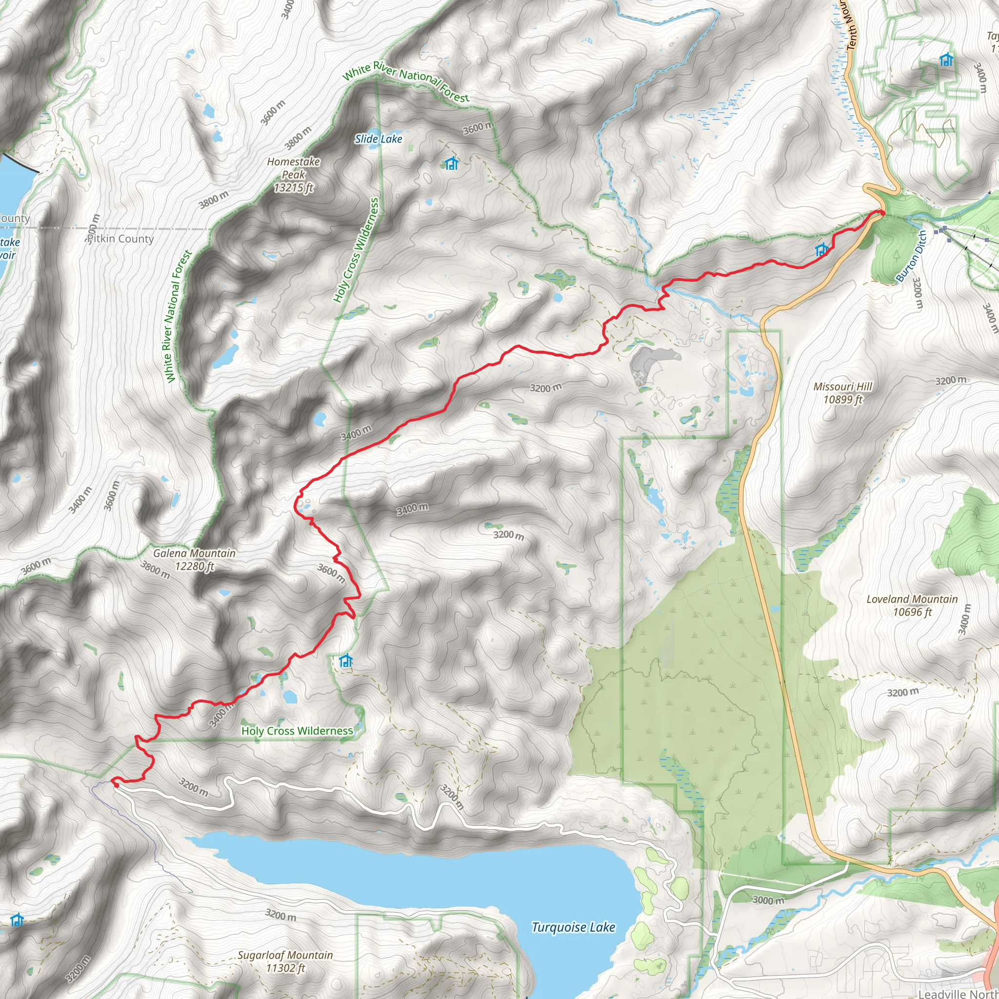 Colorado Trail from Tennessee Pass mobile static map