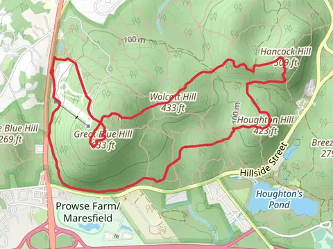 Great Blue Hill, Wolcott Hill, Hemenway Hill and Hancock Hill Loop