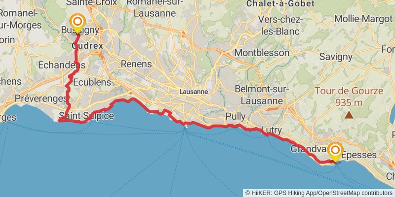 Via Francigena - Switzerland stage 3 Map