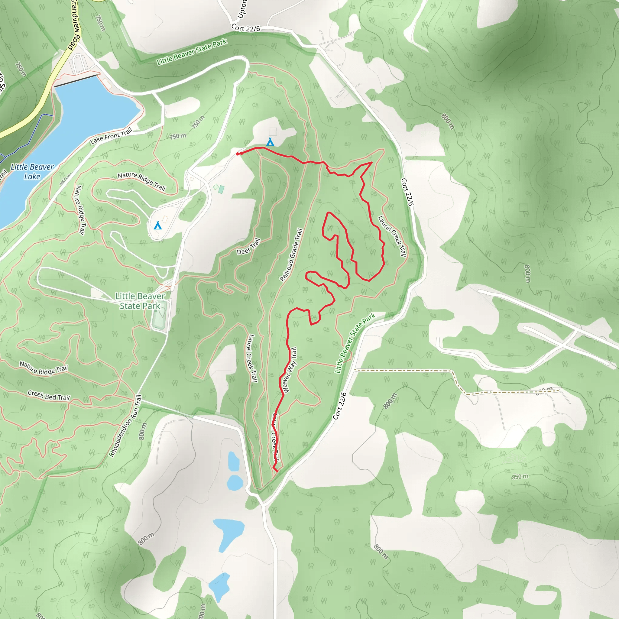 Weaver Way via Laurel Creek Trail mobile static map