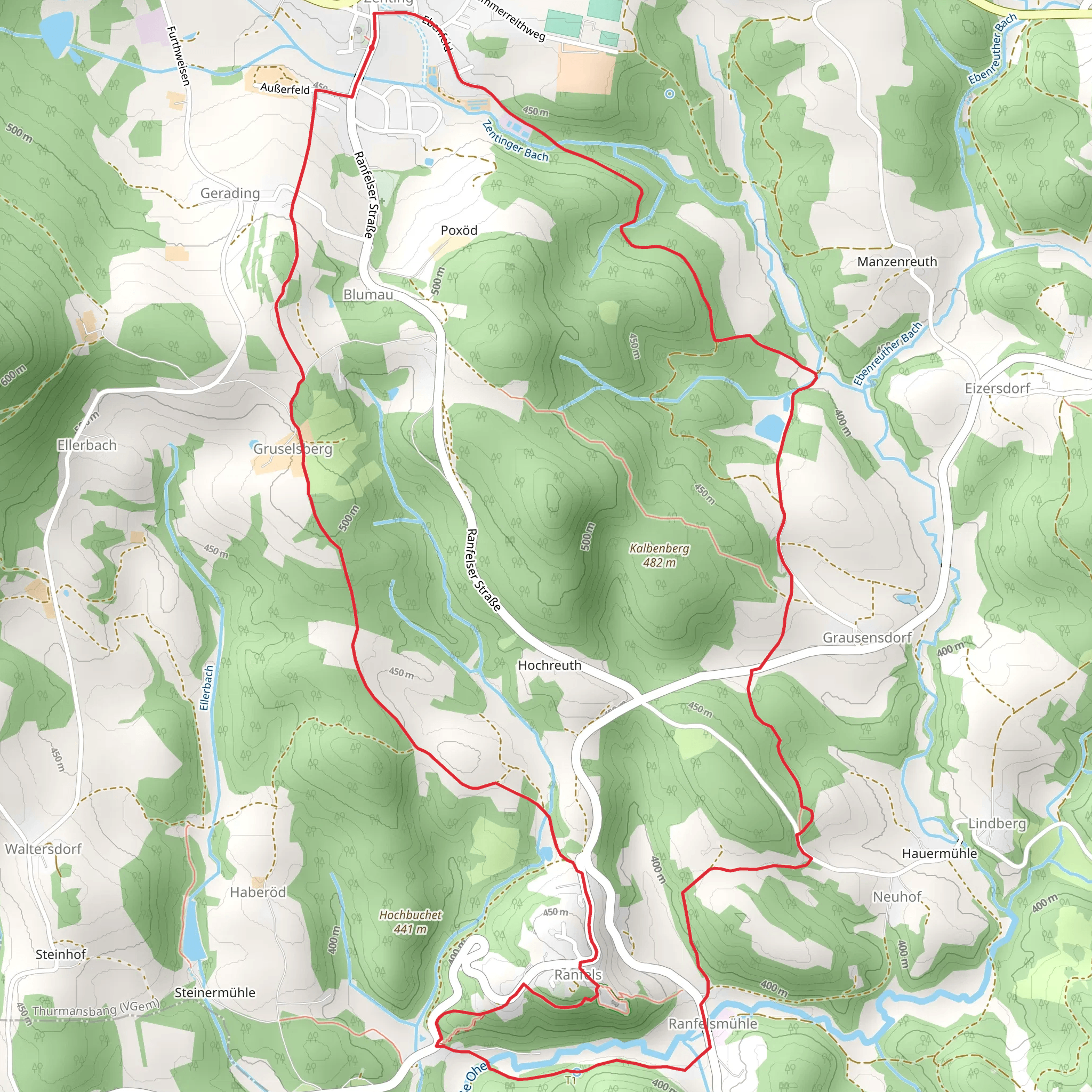 Zenting to Ranfelsmuhle Loop via Schloss Ranfels mobile static map
