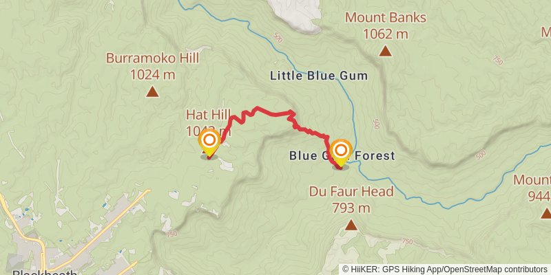 Blue Gum Forest Trail Loop spur 1 Map