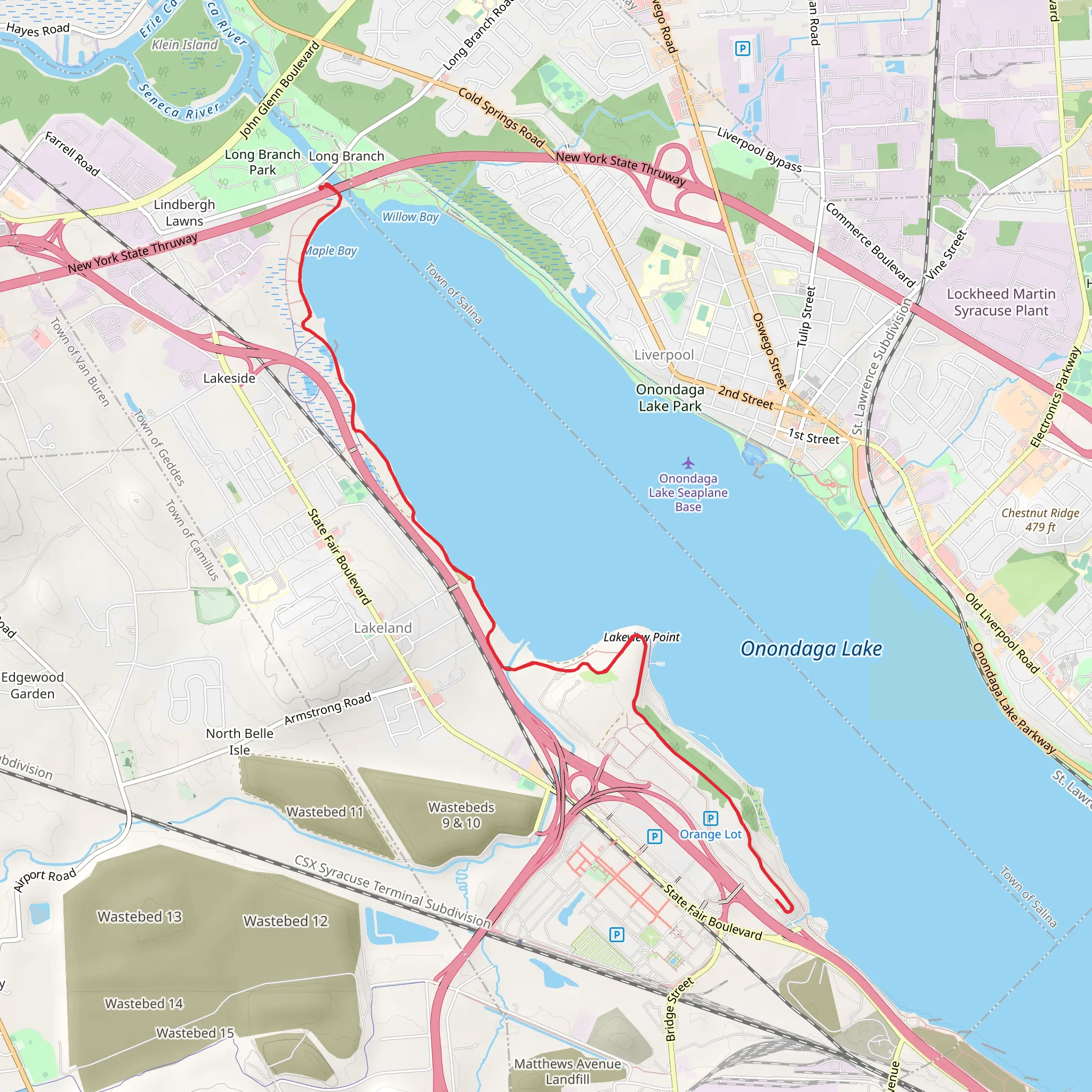 Onondaga Lake West Shore Trail mobile static map