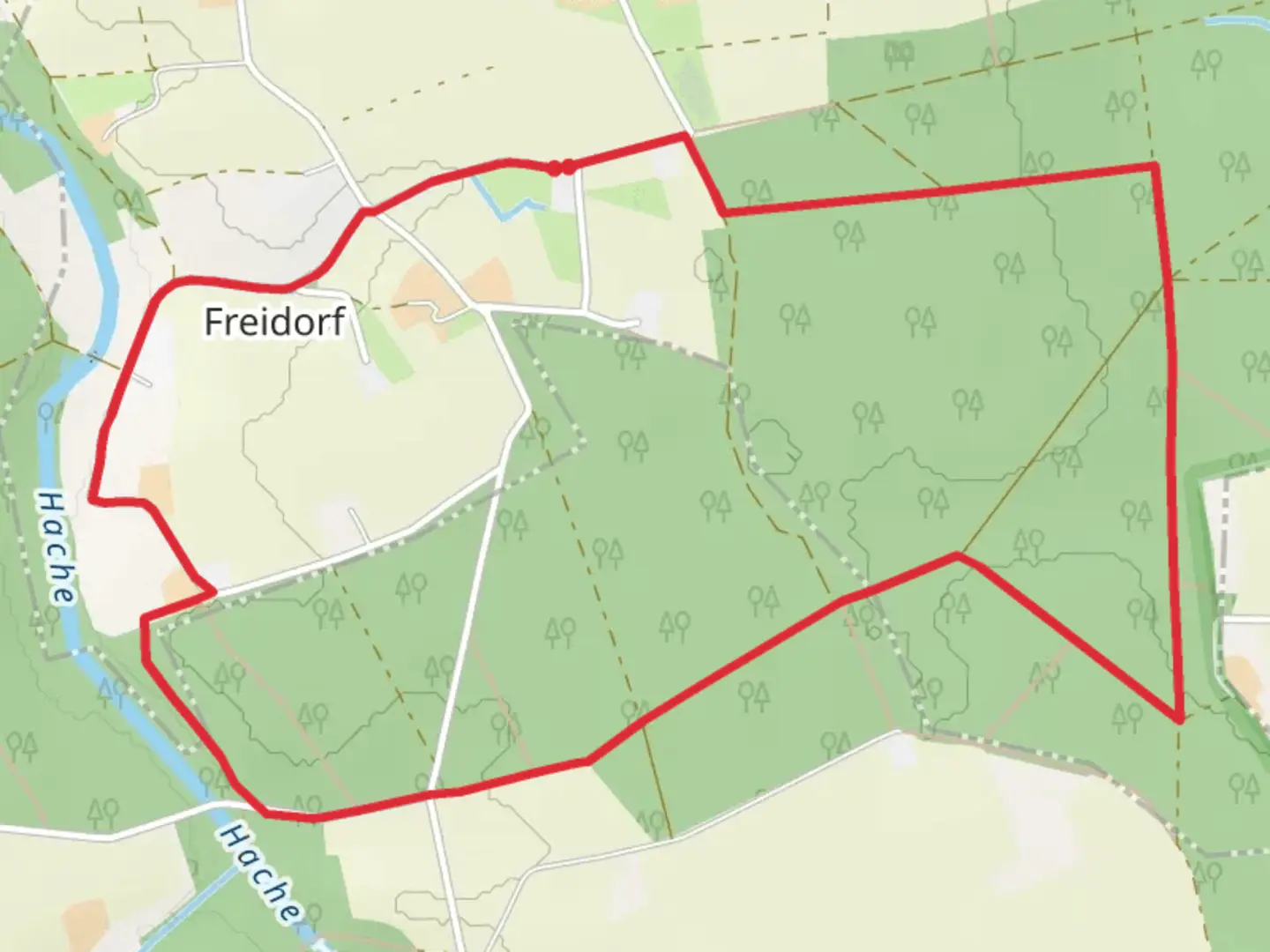 An image depicting the trail Freidorf and Wiethoop Loop and its surrounding area.