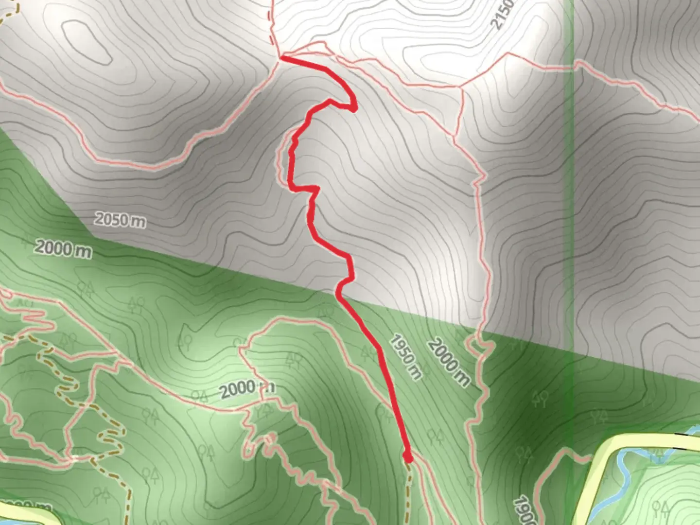 An image depicting the trail Baughman's Gulley Single Trail and its surrounding area.