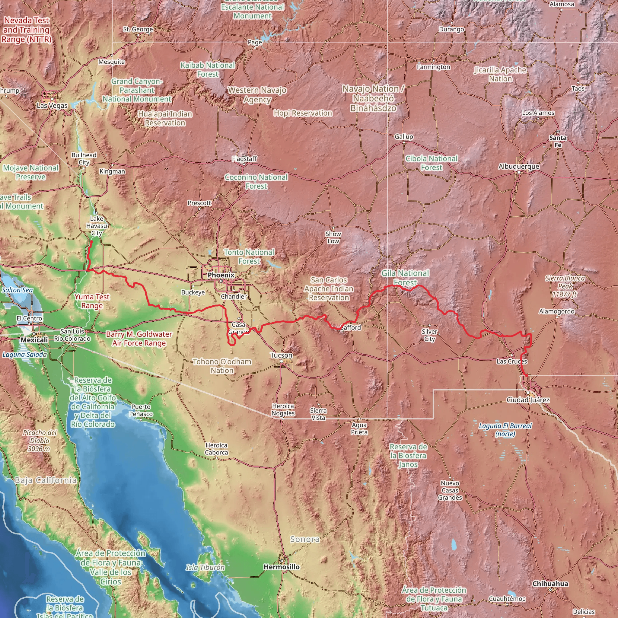 American Perimeter Trail - Southwest Primary mobile static map