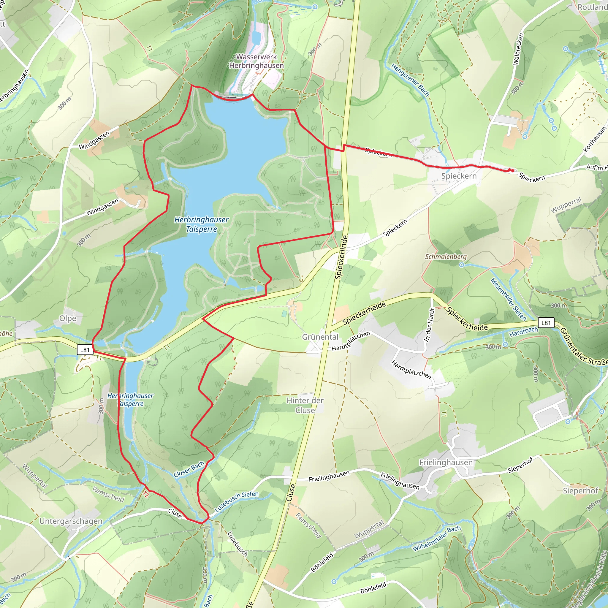 Herbringhauser Talsperre via Rundweg A4 Spieckern mobile static map