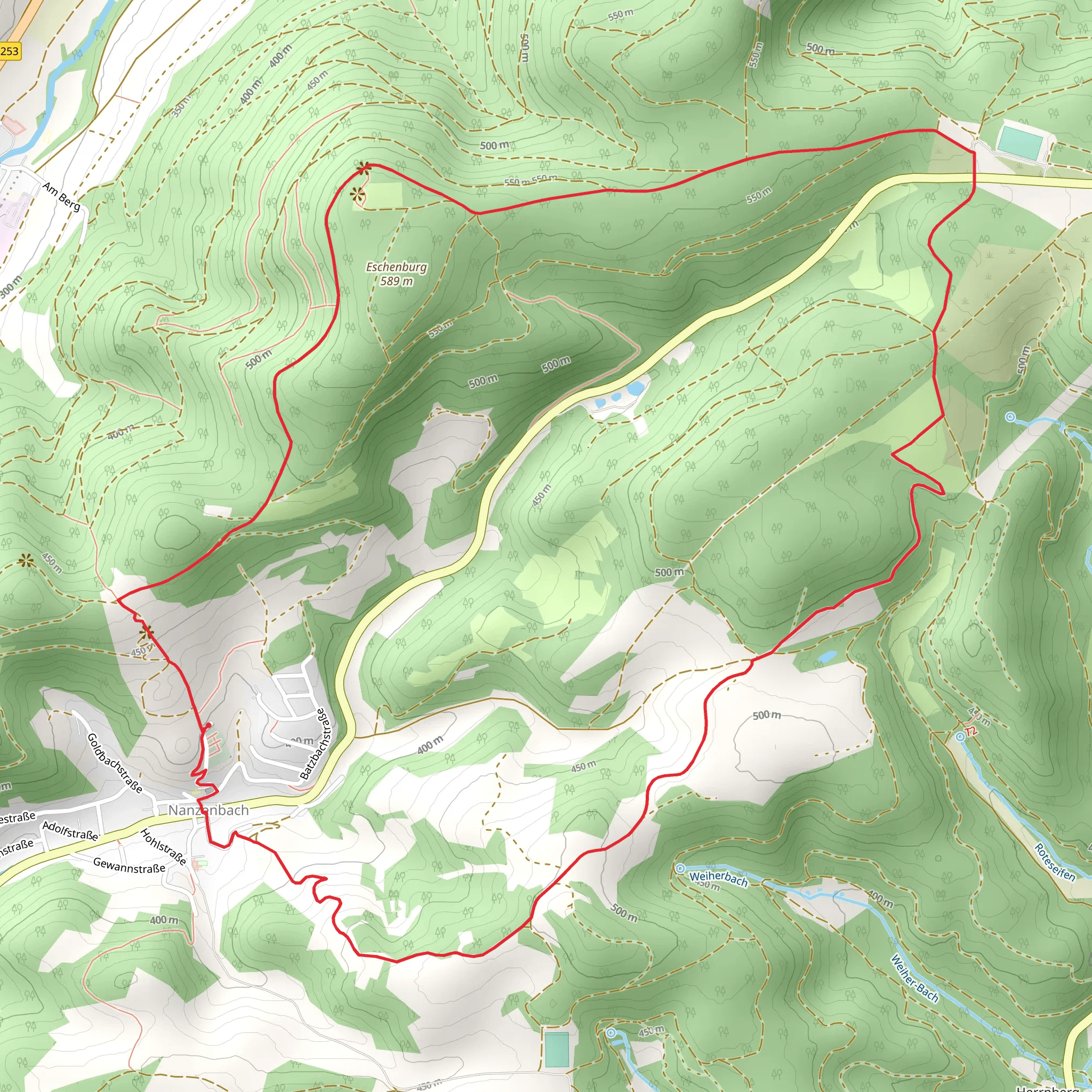 Hessenweg and Extratour Eschenburgpfad mobile static map