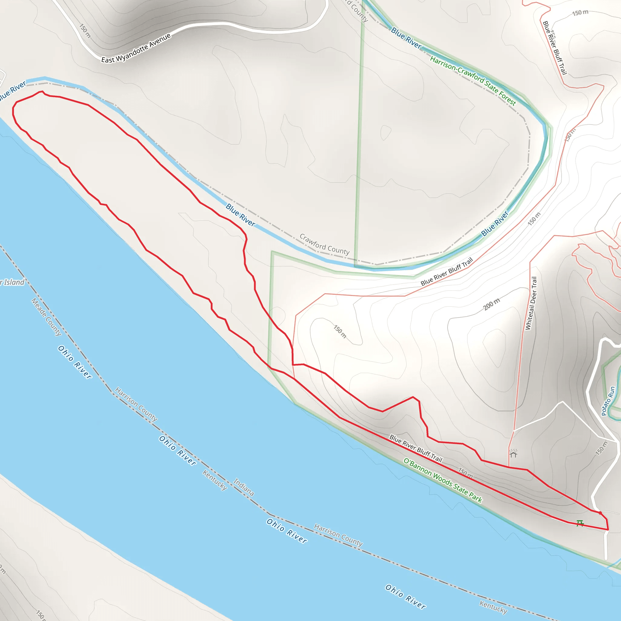 Ohio River - Blue River Bluff Trail mobile static map