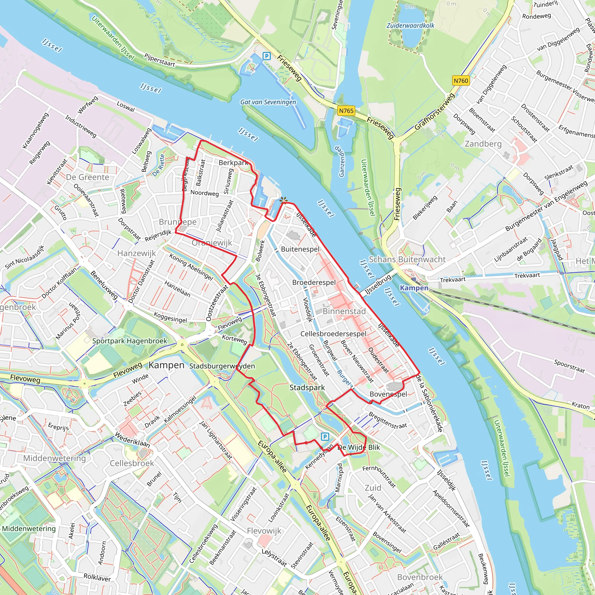 Ijssel via Ijssel Kampen Groene Route mobile static map