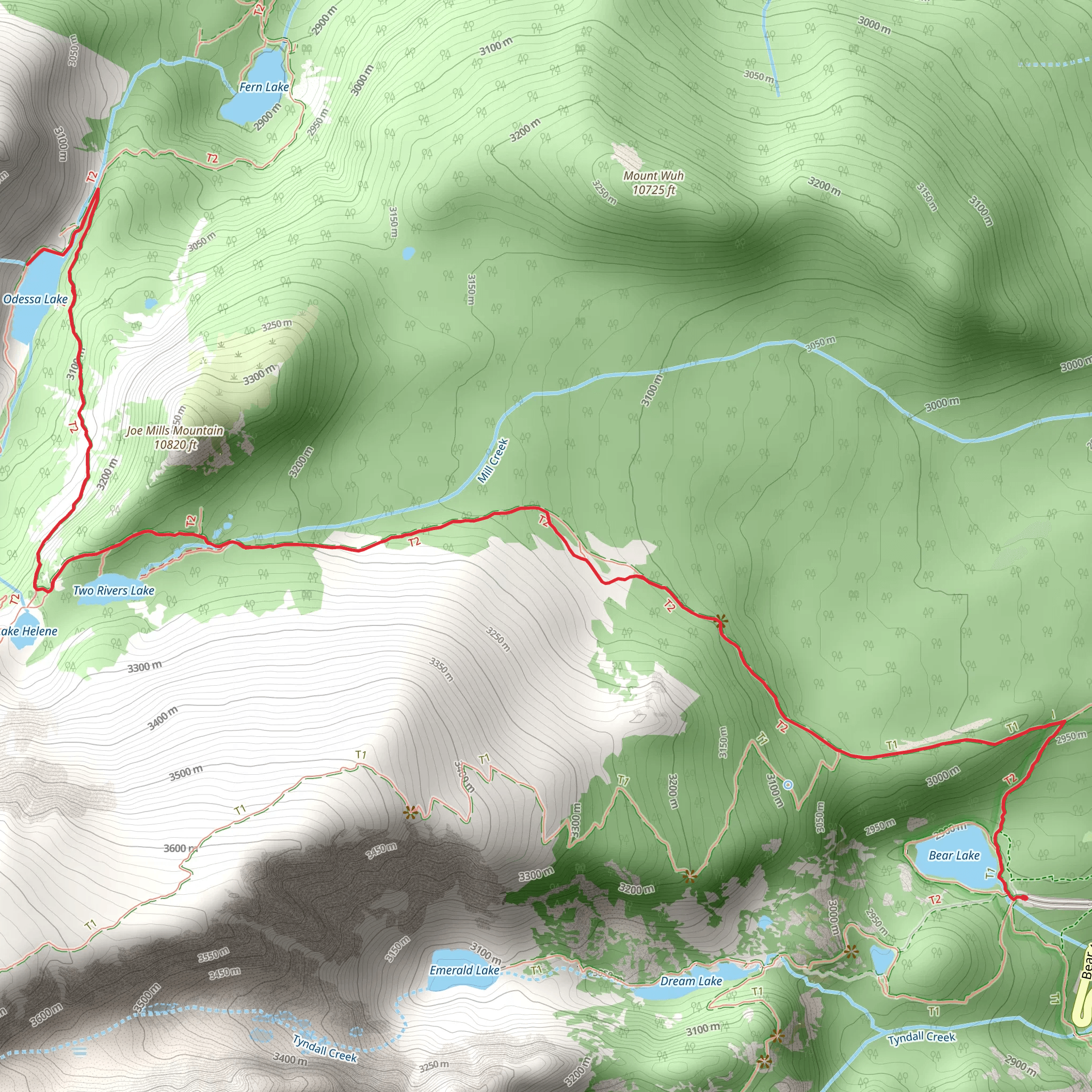 Tourmaline Lake Trail from Bear Lake mobile static map