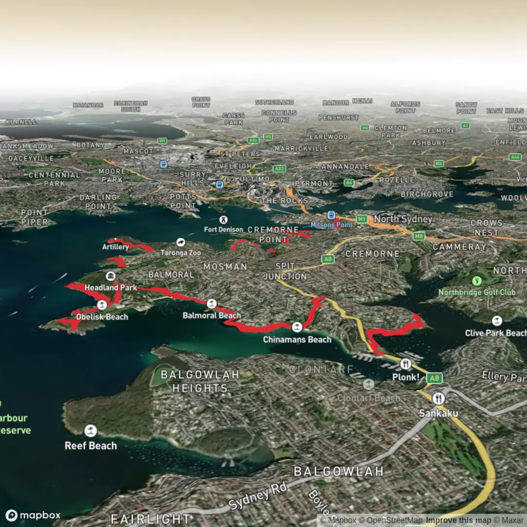 An image depicting the trail Spit - Milsons Point and its surrounding area.