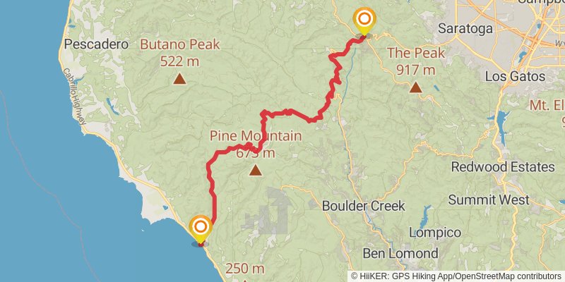 Bay Area Ridge Trail spur 6 Map